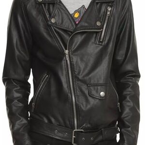 Men's Classic Black vegan leather pu  Moto Jacket size medium